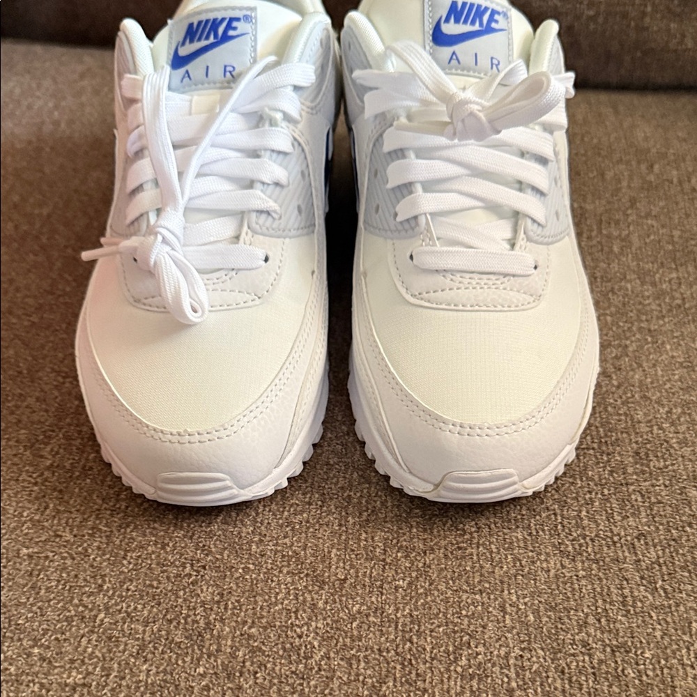 Nike Air Max 90 White with Blue Swoosh - Picture 4 of 8